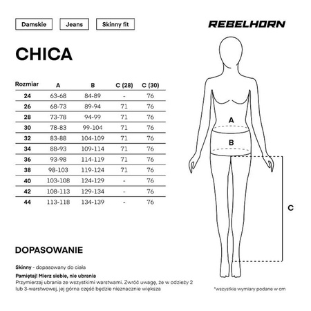 Jeansy motocyklowe damskie REBELHORN CHICA BLACK czarny
