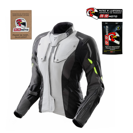 Damska kurtka motocyklowa tekstylna Rebelhorn HIKER IV czarny-szary-żółty fluo