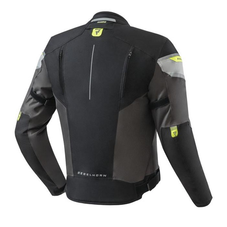 Kurtka motocyklowa tekstylna Rebelhorn SPARK czarny-szary-żółty fluo