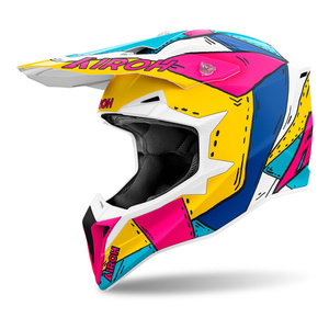 Kask motocyklowy AIROH WRAAAP PAINT MATT żółty różowy niebieski biały