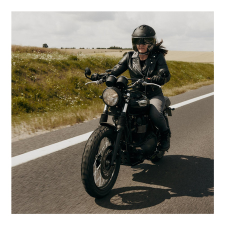 Damska kurtka motocyklowa skórzana ramoneska OZONE RAMONES czarna