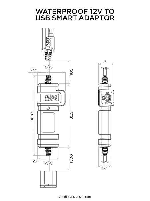 USB Adapter 12V Wodoodporny QUAD LOCK Uniwersalny