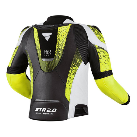 Kurtka motocyklowa skórzana sportowa Shima STR 2.0 biały/fluo