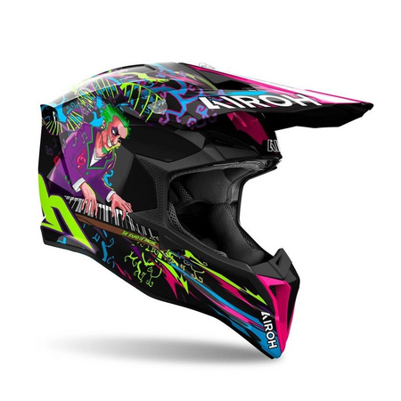 Kask motocyklowy AIROH WRAAAP MUSIC GLOSS zielony fioletowy różowy czarny