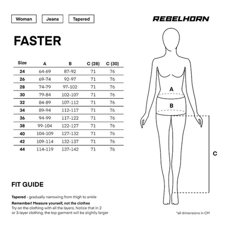 Jeansy motocyklowe damskie REBELHORN FASTER LADY BLACK czarny