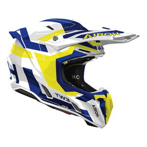 Kask cross AIROH TWIST 3 DYNASTY BLUE YELLOW GLOSS biały niebieski żółty