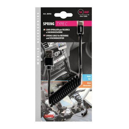 LAMPA Kabel sprężynowy Usb> USB typu C - 100 cm – czarny
