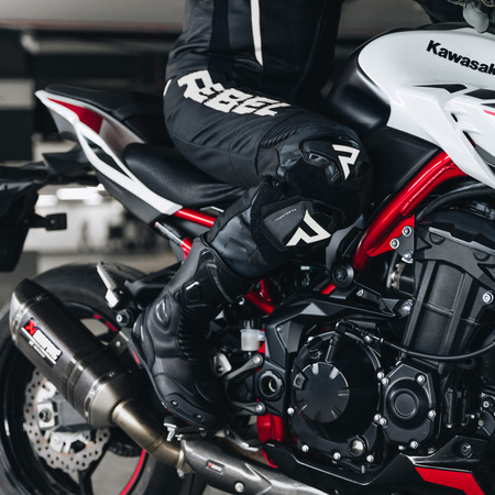 Spodnie skórzane motocyklowe Rebelhorn REBEL czarny-biały
