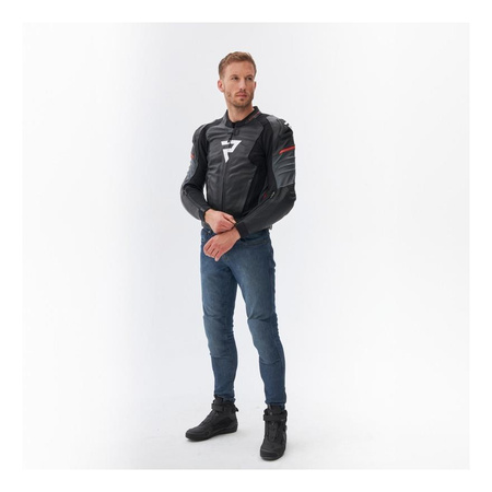 Kurtka motocyklowa skórzana sportowa/miejska Rebelhorn VELOCE czarny-szary-złoty