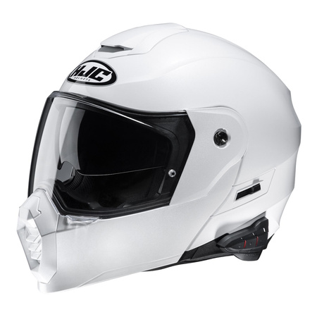 Kask motocyklowy szczękowy z daszkiem HJC C80 perłowy biały