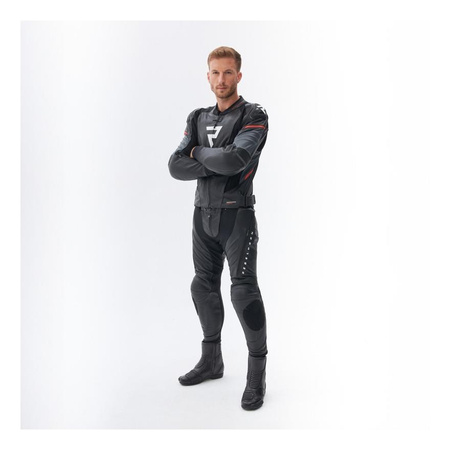 Kurtka motocyklowa skórzana Rebelhorn VELOCE czarny-szary-złoty