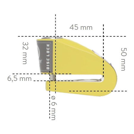 Zapięcie Motocyklowe AUVRAY B-LOCK 06 – Żółto-Czarna, 6 mm – Blokada Na Tarcze z Alarmem
