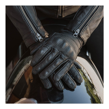 Rękawice motocyklowe skórzane OZONE STICK CUSTOM II czarne
