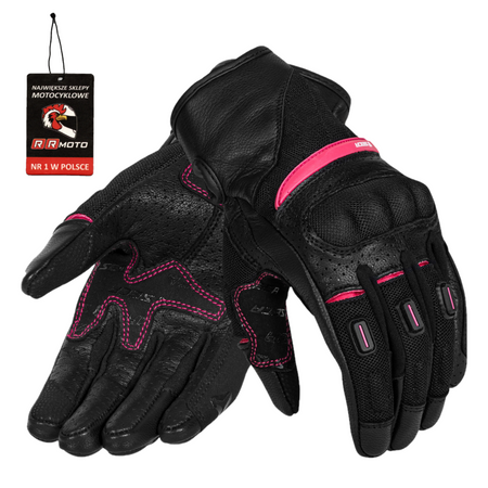 Rękawice motocyklowe damskie SECA AXIS MESH II LADY FUCHSIA czarny różowy