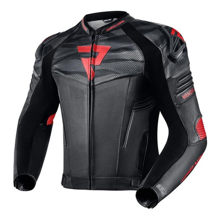 Kurtka motocyklowa skórzana Rebelhorn VANDAL czarny-czerwony