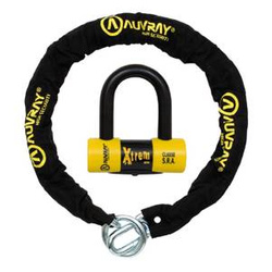 Zestaw motocyklowy łańcuch z kłódką AUVRAY XTREM MINI lasso 120cm czarny żółty