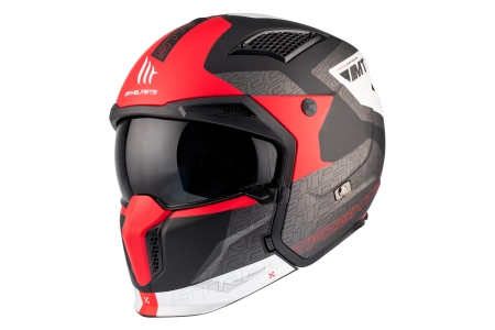 Kask motocyklowy MT STREETFIGHTER SV S TOTEM MATT PEARL RED czerwony szary czarny