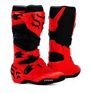 Dziecięce buty motocyklowe cross offroad mtb FOX Comp Fluo czerwony Junior
