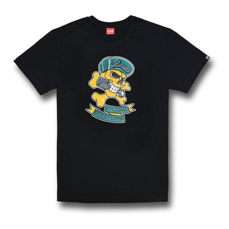 Koszulka codzienna T-shirt DAVCA SUICIDAL BEHEVIORS czarny żółty niebieski