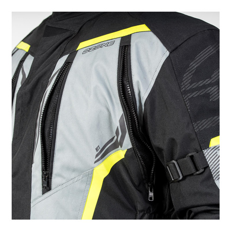 Kurtka motocyklowa tekstylna OZONE TOUR III czarna szary żółty fluo