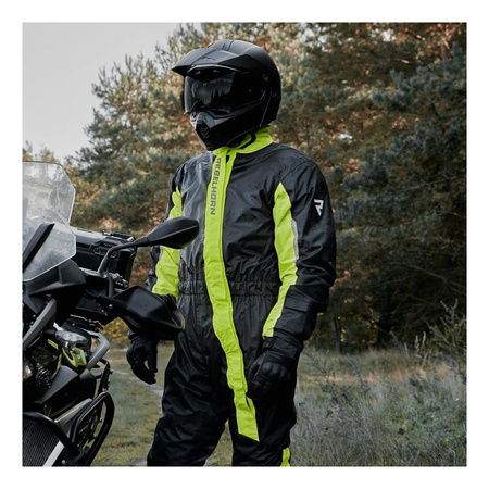 Kombinezon przeciwdeszczowy motocyklowy odblaskowy Rebelhorn TRAVEL czarny-żółtyfluo unisex