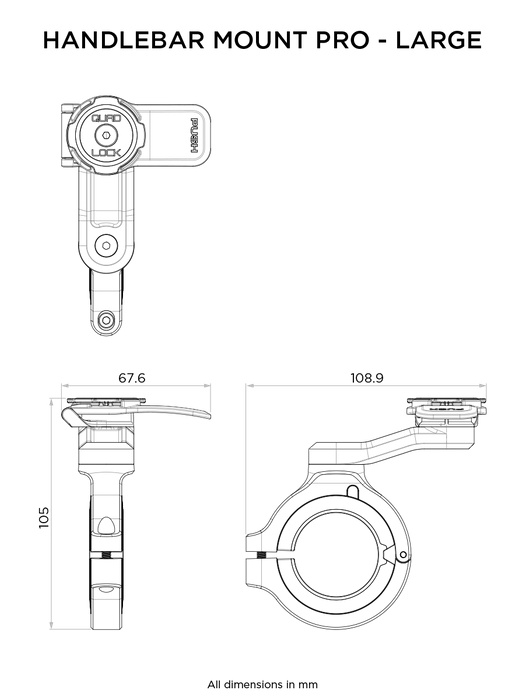 Podstawa uchwyt mocowanie Kierownica chrom QUAD LOCK PRO Uniwersalna