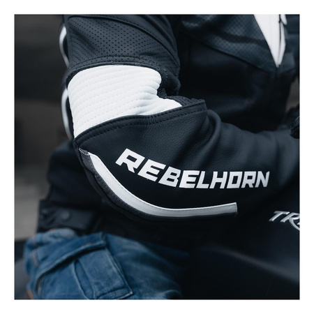 Kurtka motocyklowa skórzana sportowa/miejska Rebelhorn VANDAL czarny-biały