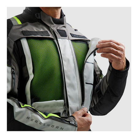 Kurtka motocyklowa tekstylna Rebelhorn CUBBY V czarny-szary-żółty fluo