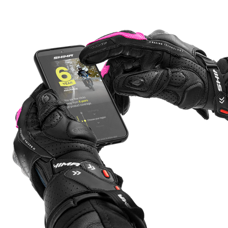 Rękawice motocyklowe damskie SHIMA RS-3 LADY PINK czarny różowy