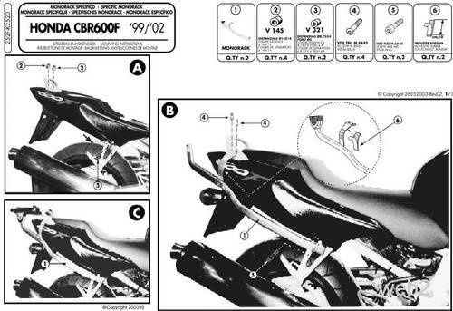 KAPPA Stelaż kufra motocyklowego centralnego HONDA CBR 600F (99-02) ( BEZ PŁYTY )