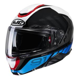 Kask motocyklowy szczękowy HJC RPHA 91 Rafino biały/niebieski/czerwony