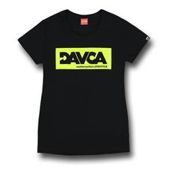 Koszulka codzienna T-shirt damska DAVCA LOGO BLACK/FLUO czarny żółty fluo