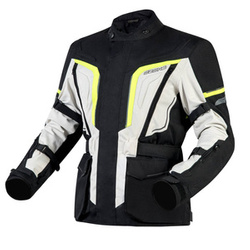 Kurtka motocyklowa tekstylna miejska OZONE SAHARA czarna szary żółty fluo