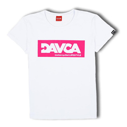 Koszulka codzienna T-shirt damski DAVCA LOGO WHITE/PINK biały różowy