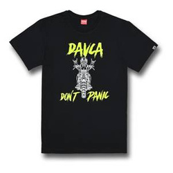 Koszulka codzienna T-shirt DAVCA DON'T PANIC czarny biały żółty fluo