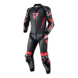 Kombinezon motocyklowy dwuczęściowy REBELHORN REBEL BLACK/FLO RED czarny czerwony fluo szary