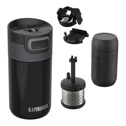 Zestaw motocyklowy Kubek termiczny Kambukka ETNA Pitch Black 300ml + zaparzacz do herbaty