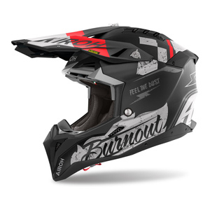 Kask motocyklowy AIROH AVIATOR 3 BURNOUT MATT czarny szary czerwony