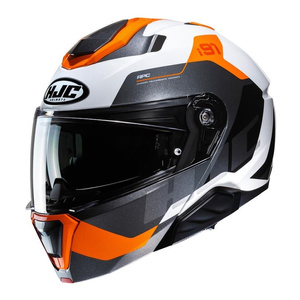 Kask motocyklowy szczękowy HJC I91 Carst biały/pomarańczowy