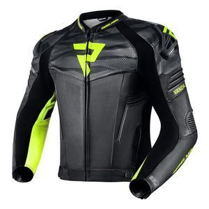 Kurtka motocyklowa skórzana Rebelhorn VANDAL czarny-żółty fluo