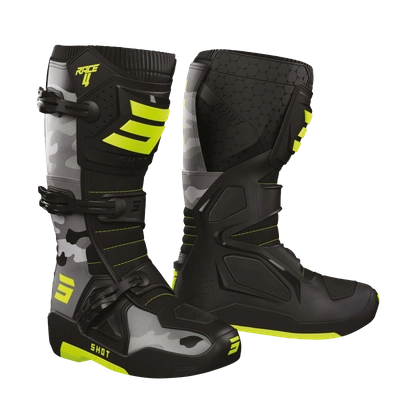 Buty motocyklowe off-road Shot Race 4 czarne-fluo-camo