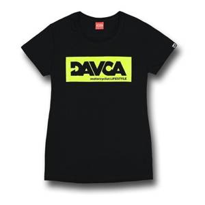 Koszulka codzienna T-shirt damska DAVCA LOGO BLACK/FLUO czarny żółty fluo