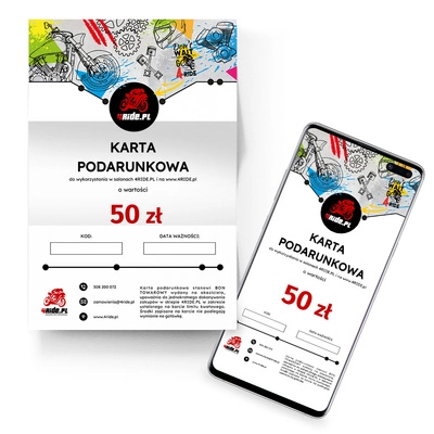 Bon voucher karta podarunkowa motocyklowa 4ride w wersji elektronicznej